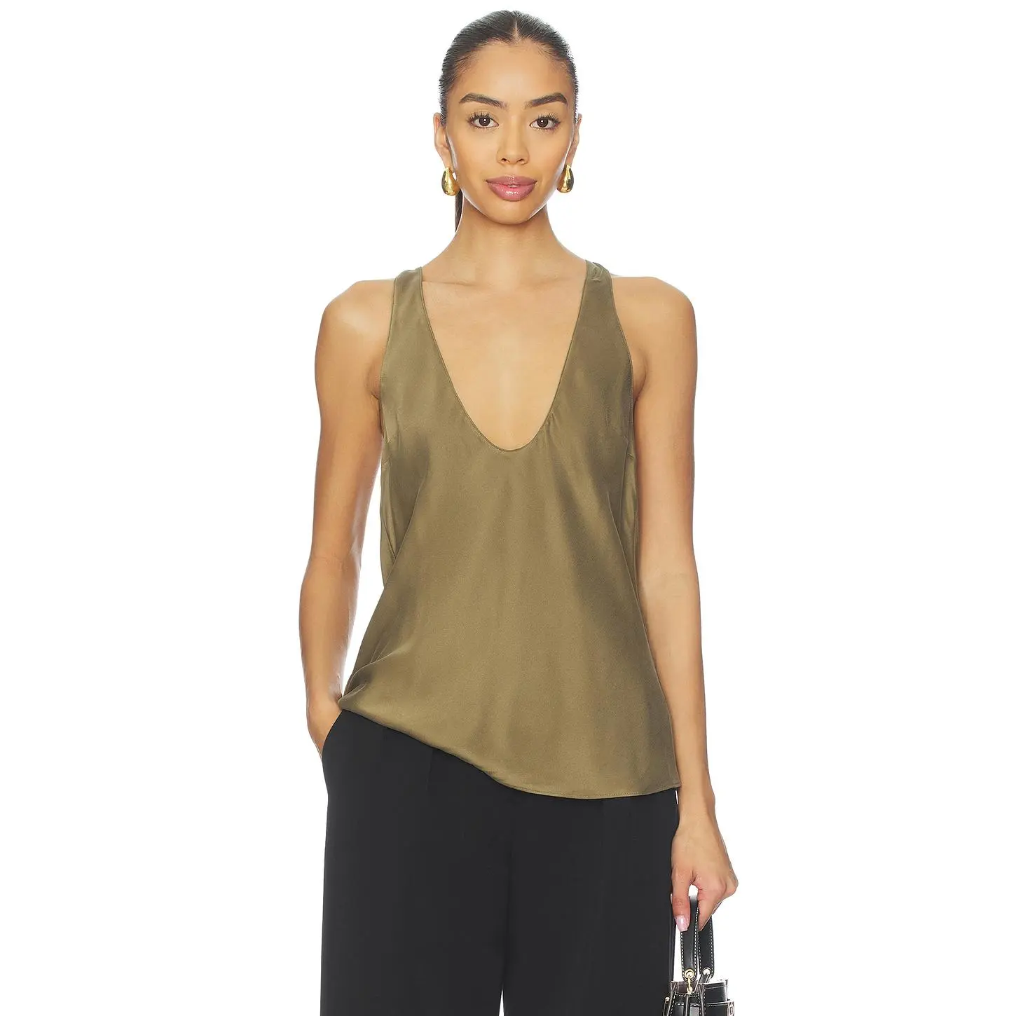 EAVES Vivian Silk Top in Capers