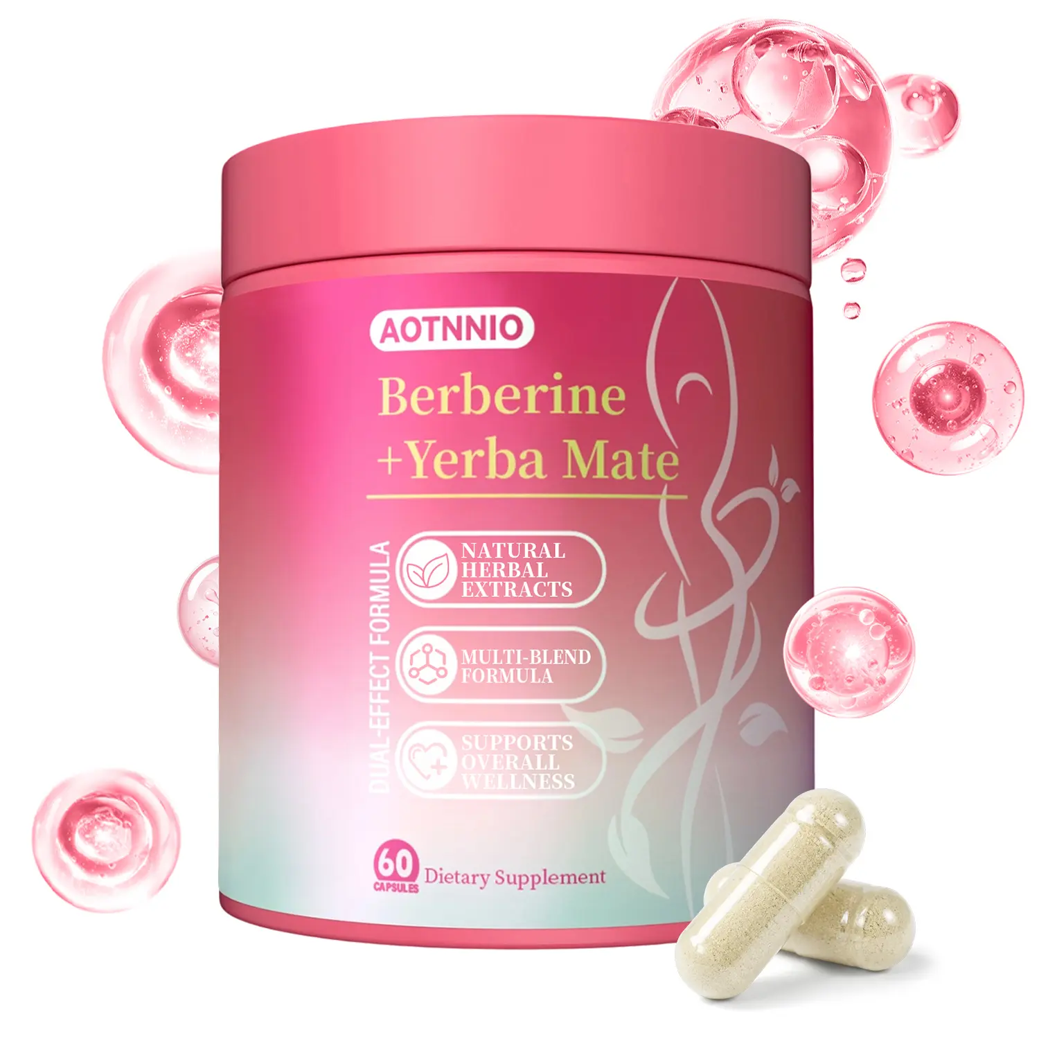 Cutting 60 Count Capsules, Dietary Supplement with 5-HTP, Berberine, Yerba Mate and Magnesium