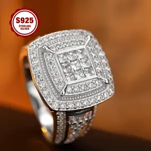 925 Sterling Silver Lady's Ring, Luxurious And Fashionable, Princess-shaped Design, Fully Set With 5A Zirconia, Suitable For Daily Wear, Engagement, Date Parties, As A Gift For Your Girlfriend.