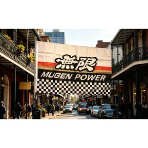 Mugen Power Racing Flag, 3x5 FT Checkered JDM Banner, Double Sided UV Fade Resistant Decor for Garage, Man Cave, Tuner Fans