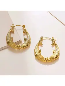 Gold-Tone Fish Shaped Hoop Earrings for Women | Unique Everyday & Party Jewelry