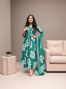 Women's Elegant Cotton Embroidered Kurti Palazzo & Dupatta Set - Traditional Ethnic Style Breathable Floral Women's Clothes