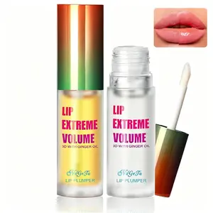 Lip Plumper Set Day &Night,Long-Lasting Lip Oil Serum with Instant Volumizing Plumping Effect,High-Shine Liquid Lip Balm for Fuller Smoother Lips,Overnight Repair Lip Care for All Skin Types,Dry Lips,Easy Application with Brush Tip,Enhanced Liquid Formula