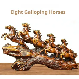 Feng Shui ornament eight horses handicrafts symbolize good luck, good health, career take off, wealth is rolling in, living room hotel business occasion home office decoration gifts