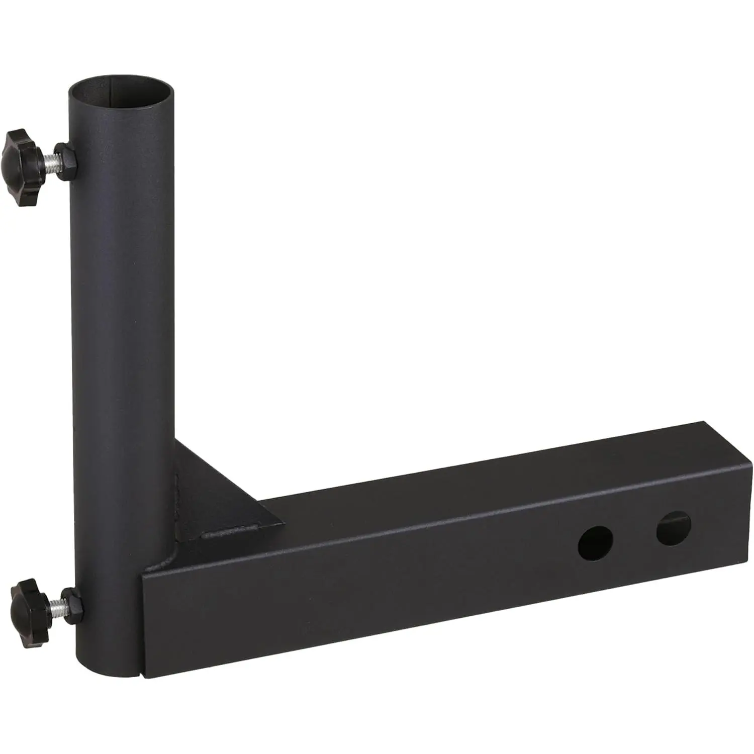 Black Trailer Hitch Flag Pole Holder - Steel Pipe, Rust-Proof, Drain Holes, 2" Hitch Receiver Standard Fit, Compatible with Trucks, Jeeps