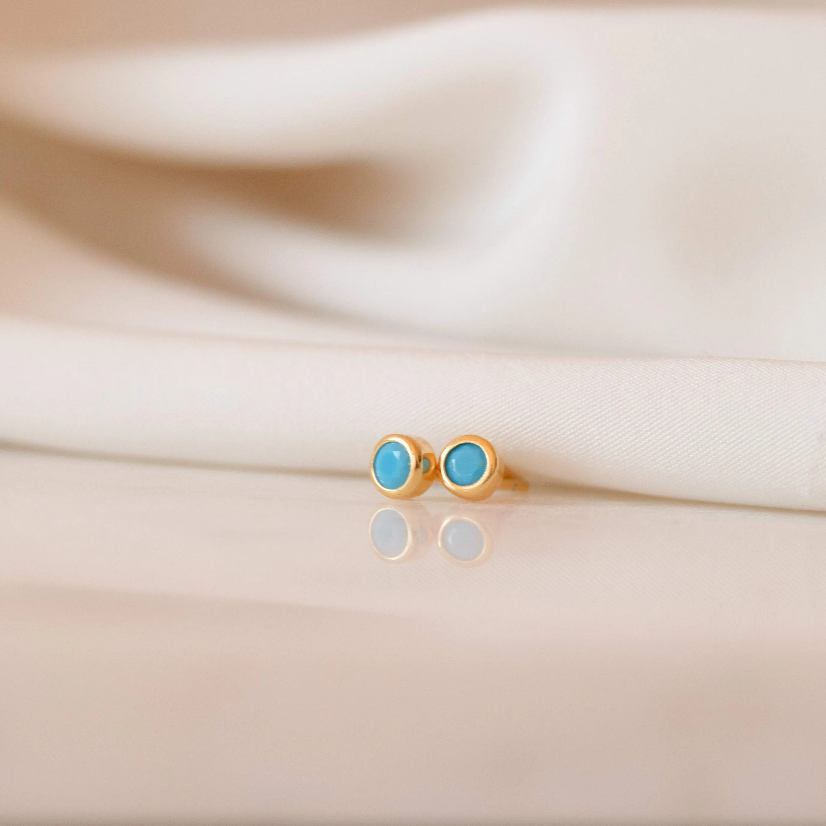 Ariel Turquoise Studs by Caitlyn Minimalist - Tiny Light Blue Gemstone Stud Earrings in Gold & Silver - Boho Jewelry - Gift for Her