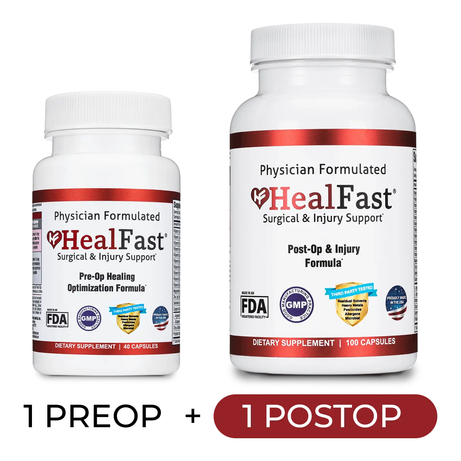 HealFast Complete Surgery & Injury Recovery Supplement: for Wound, Scar Treatment & Bruising w/Vitamins, Bromelain, Quercetin & Probiotics (Pre+Post Op)…