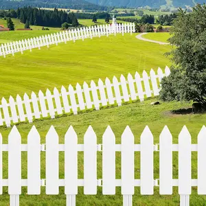 MIAHART 12 Pieces Garden Fence with 12 Pieces Fence Insert White Plastic Fence Garden Picket Fence Edgings Lawn Flowerbeds Plant Borders Decorative Garden Yard
