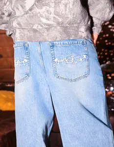 RSQ Mens Baggy Embroidered Jeans