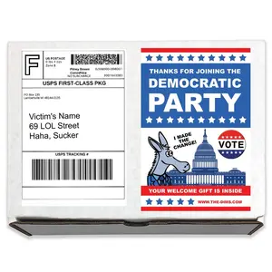 Democratic Party Prank Box: Anonymous Gag Gift, Gets Mailed Directly to the Victim, Family Member, or Friends