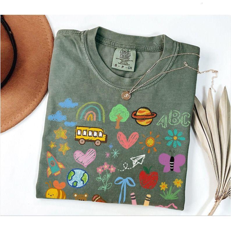 Comfort Colors Teacher Shirt, Cute Shirt For Teachers, Retro Teacher Flower Shirt, Gift For Teacher, Back To School Shirt, Kindergarten Preschool Teacher Life T-Shirt