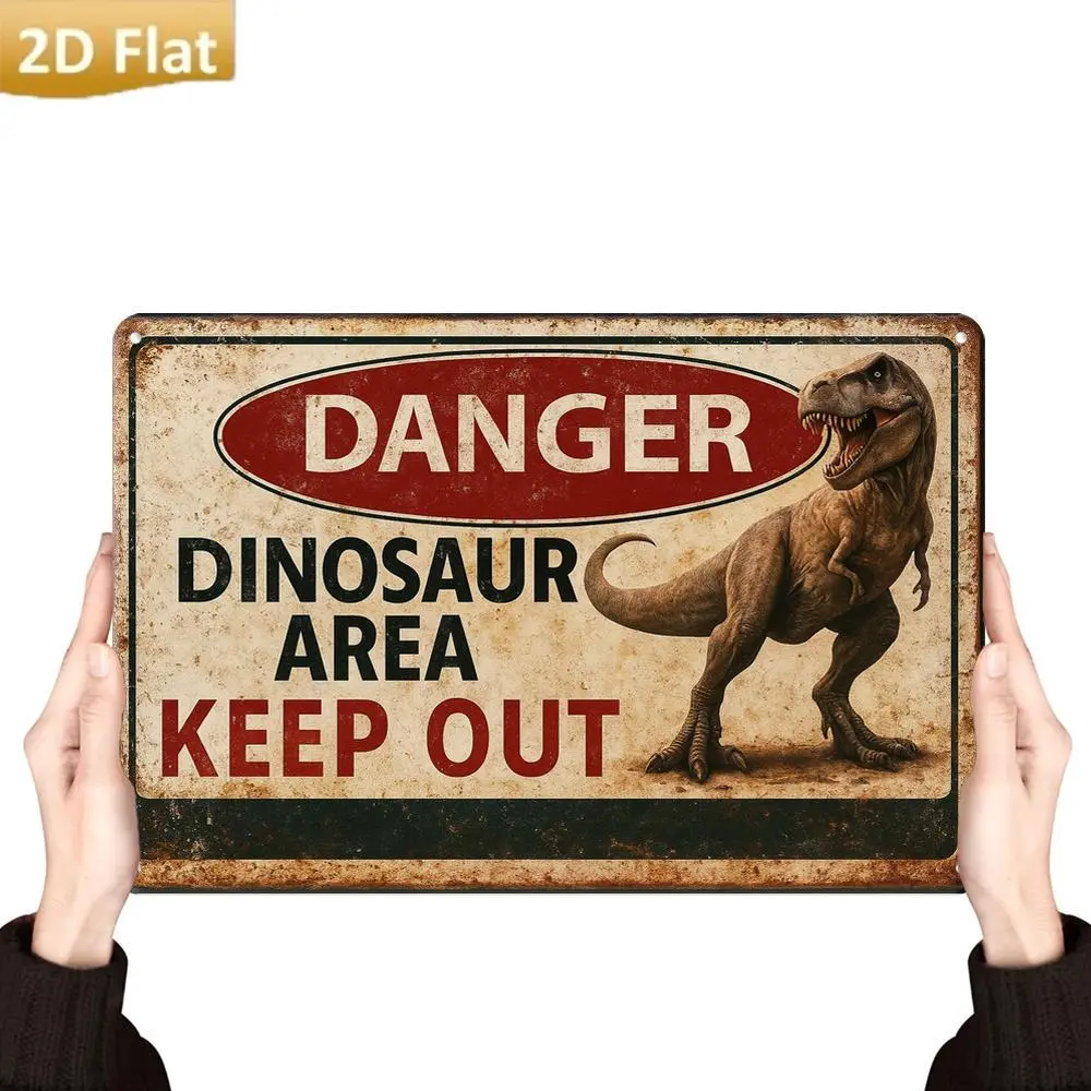 Easter Happy Wall Art Decorative Sign Plaque, Dinosaur Area Keep Out, Unique Home Decoration for Various Rooms, Funny Vintage Wall Art Gift Idea