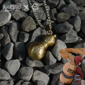 Naruto Gaara Gourd Necklace Kanji Anime Cosplay Jewelry Gift 60cm Metal Coated Chain Perfect for Fans and Cosplay Events