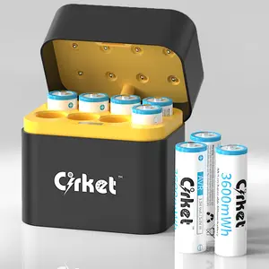 8-Pack Rechargeable AA Lithium Batteries with Charger, 1.5V 3600mWh Long-Lasting Double A Batteries for Xbox, Blink, Remote Controls, with LED Indicator & Storage Case