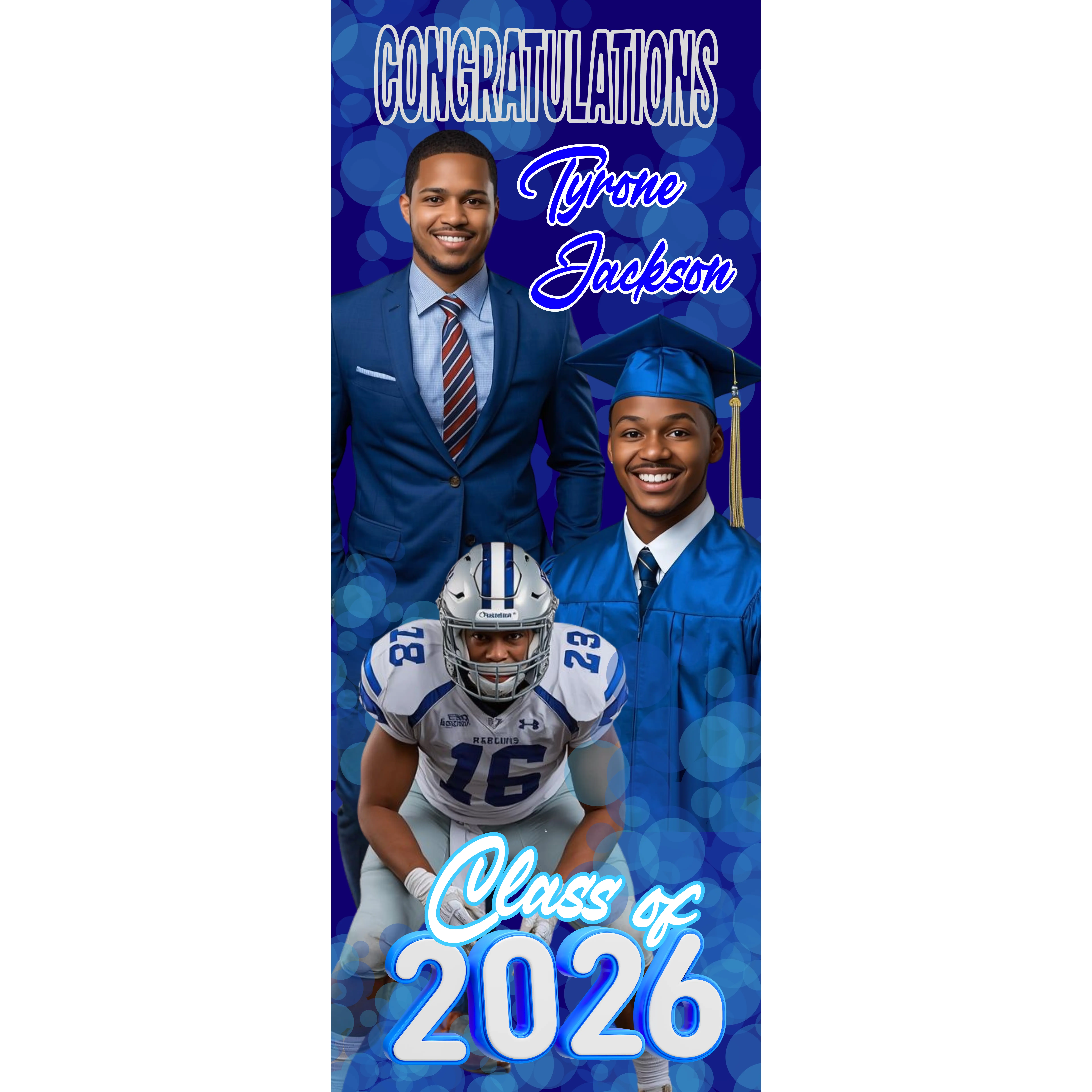 Custom Senior Graduation Retractable Banner with 33”x78” Lightweight Aluminum Sign Stand, Water-Resistant, 9 lbs, 5-Year Display Life Photo Display for Indoor Ceremony (Festive Backdrops & Banners)