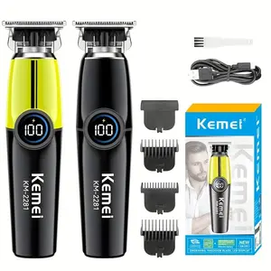 Kemei 2281 Barber Cordless Hair Trimmer 0mm Zero Gapped Carving Clipper Detailer Professional Electric Finish Hair Cutting Machine