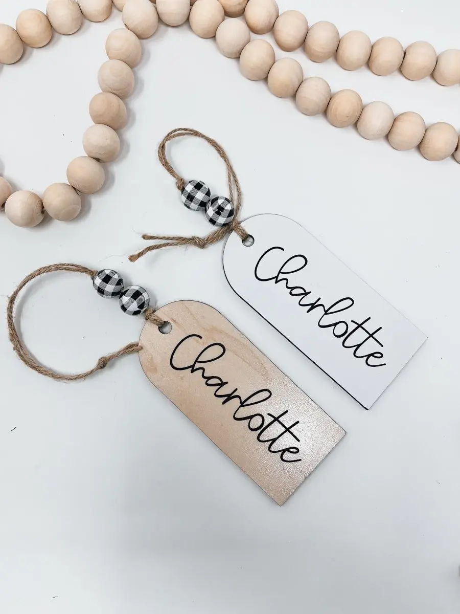 Personalized Engraved Wood Name Tags