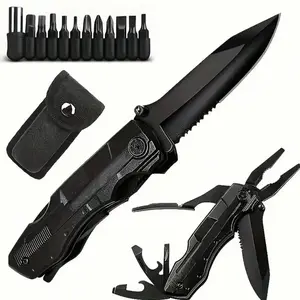 Multi-tool bag tool 16-in-1, equipped with saw blades, blades, pliers, screwdrivers, bottle openers, folding knives, portable multi-function knives for camping, outdoor survival knives, emergency use, providing perfect gift for men and dadsRAIMENTRY