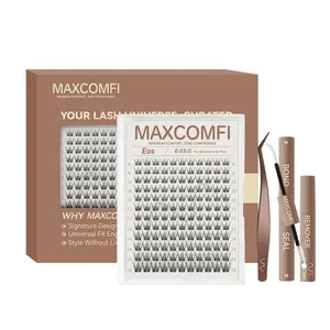 MaxComfi Eos Cluster Lashes - Ghost Lashes Vibe, Long-Lasting, Waterproof, Super Soft & Thin Band, Secret Style Venus Velure, Natural Daily Volume, Beginner-Friendly DIY Makeup for Flawless Voluminous Look, Beginner-Friendly Diy Lashes Summervibes