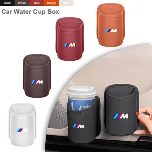 Car Door Cup Holder & Phone Stand, PU Leather Drink Cup Holder, Car Cup Holders, Storage Box, Rear Seat Cup Holder, Easy Install Car Interior Organizer For BMW M Emblem E46 E36 E34 F10 E90 F30 E60 F30 E53 E30 E92 E87
