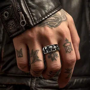 FaithHeart See No Evil, Hear No Evil, Speak No Evil Skulls Ring Stainless Steel