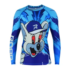 ROAR-INT Kids Sky-Blue MMA BJJ Compression Full Sleeve Rash Guard Shirt for Boys and Girls