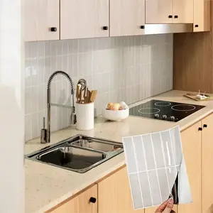 20 Pieces Self-Adhesive PET Tile Wall Stickers, Ready to Peel and Stick, Waterproof, Mildew and Stain Resistant, Suitable for Living Room, Kitchen, Bathroom, Balcony and Sink, Home Backdrop Landscape Decorative Wall Stickers, 9x11.4 Inch