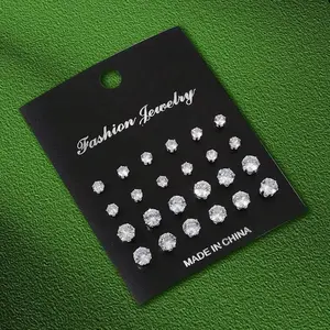 12 Pairs Rhinestone Stud Earrings for Men & Women - Fashion Sparkling Earrings Set for Gifts,Stack Earrings