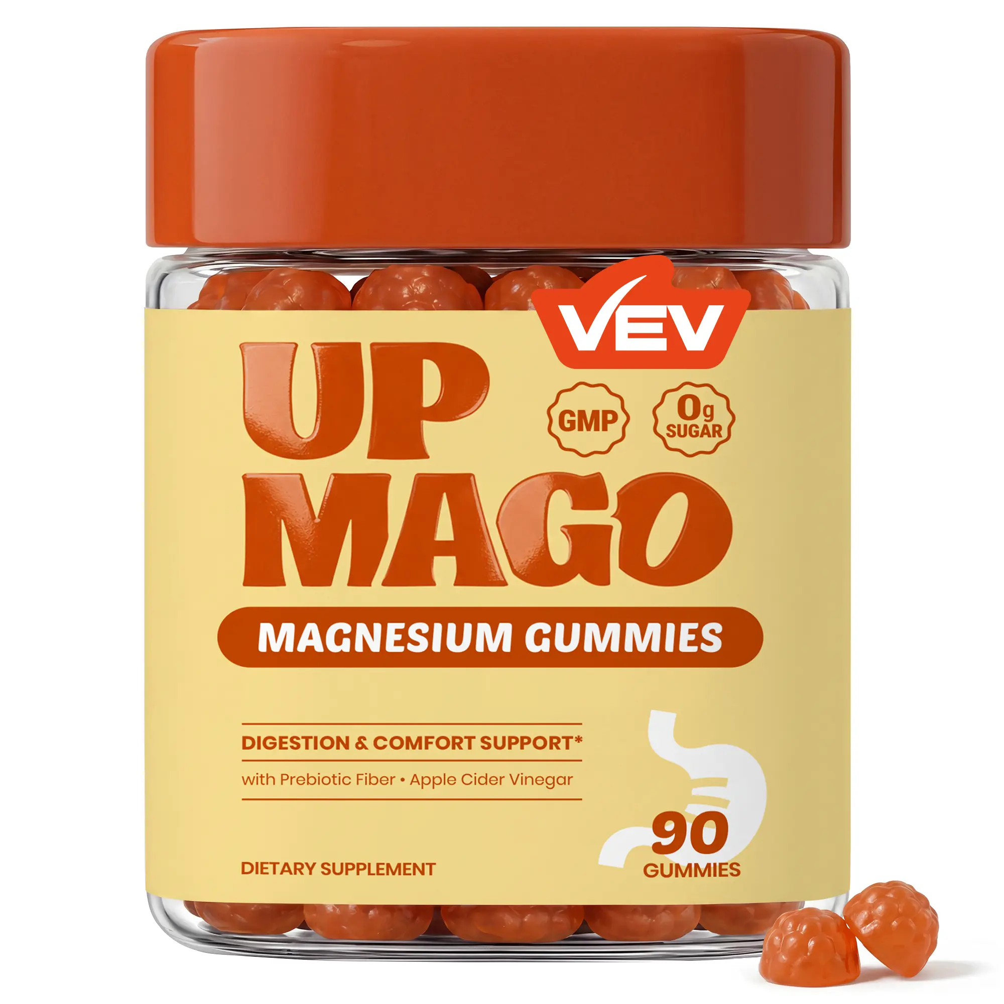 VEV UPMAGO Magnesium Citrate Gummies with Prebiotic Fiber, Apple Cider Vinegar, Dietary Chewable - 90ct, 0 Sugar