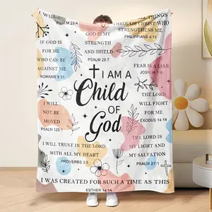 Extra Large Christian Bible Verse Blanket - Ultra-Soft Flannel Throw with Pastel Floral & Scripture Quotes- Women's Religious Gift for Bed, Couch, Travel , Machine Washable, Shed-Resistant,Perfect for Prayer, Bible Study, or Secret Sister Gifts