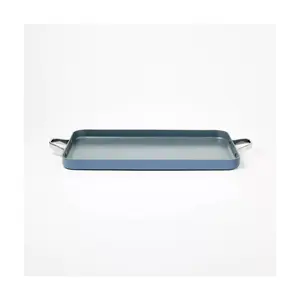 Nonstick Ceramic Coated Aluminum Double Burner Griddle,Aluminum construction is ideal for even heat distribution Riveted stainless steel handles are designed to be ergonomic and stay cool