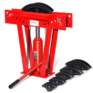 VEVOR Hydraulic Pipe Bender, 12 Ton Manual Copper Exhaust Pipe Bending Machine with 6 Dies (1/2 - 2) and 90 - 180 Adjustable Rollers, Heavy-Duty Pipe Tube Bender for Piping Railing Construction