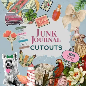 Junk Journal Cutouts - 400 Pieces of Vintage Ephemera, Modern Text, Food, and Botanical Images for Creative Journaling, DIY Scrapbooking