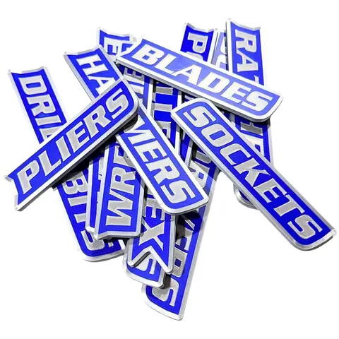 ColKy Designs Premium Magnetic Toolbox Label Badges 12-Pack - Custom 3D PLA Plastic, 2 to 4 (varies by magnet length) Multiple Magnets, Fits Husky/Snap-On,Milwaukee,US General,ICON, for Drawers Organization Gift Set Modular Rectangles