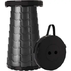 Upgraded Foldable Stool Thickened, Portable Collapsible Stool Retractable Stool for Fishing, Hiking Tours, BBQ, Parties, Outdoor Activities (Black) (1)