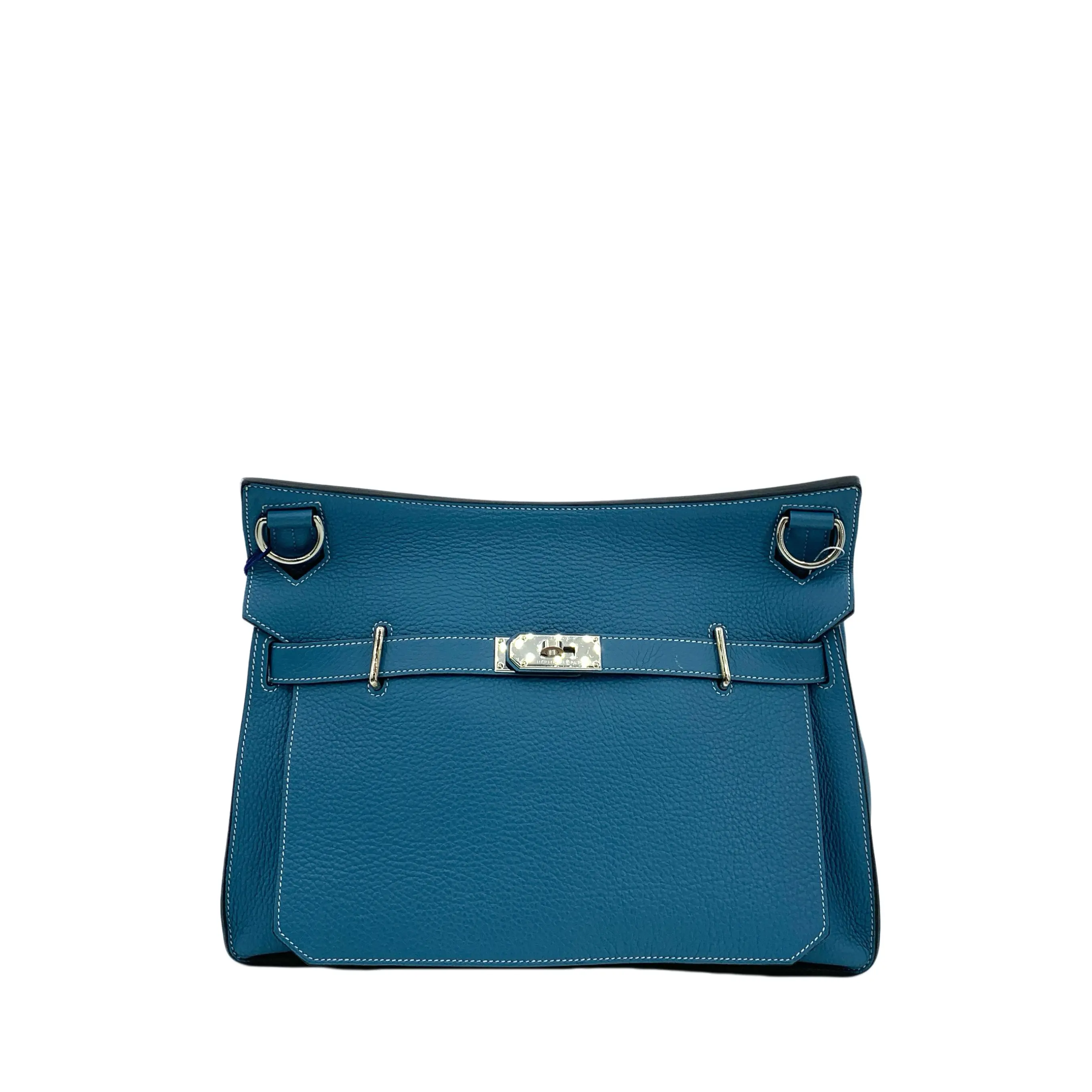 Pre-owned HERMÈS Leather Crossbody Bags RDLT Hermes Jypsiere 34 Blue Clemence Palladium Hardware Crossbody Bag