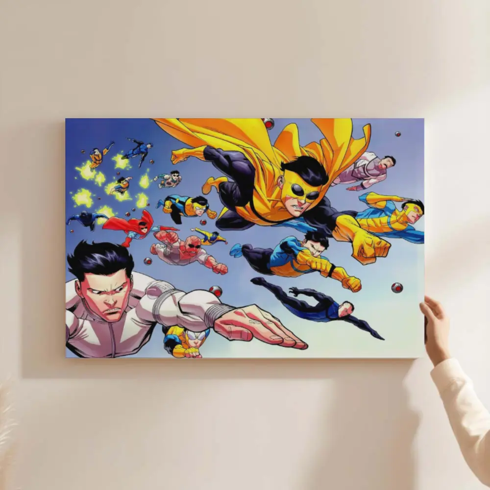 Invincible Invincible Poster Canvas Wall Art, Invincible War Themed Art Decor, Superhero Anime Decor for Bedroom Living Room Dorm Invincible Invincible Poster Canvas Wall Art, Invincible War Themed Art Decor, Superhero Anime Decor for Bedroom Living Room Dorm