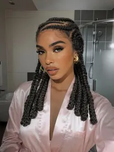Full Lace Corn Weave Wigs, Synthetic Lace Front Hairpiece for Versatile Styling, Wide Side Design for a Natural Look, Braided Lace Wigs, Synthetic Material Wigs