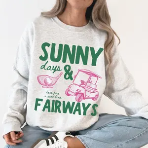 Sunny Days and Fairways Crewneck, Golf Sweatshirt, Golf Lover Gift, Summer Graphic Pullover