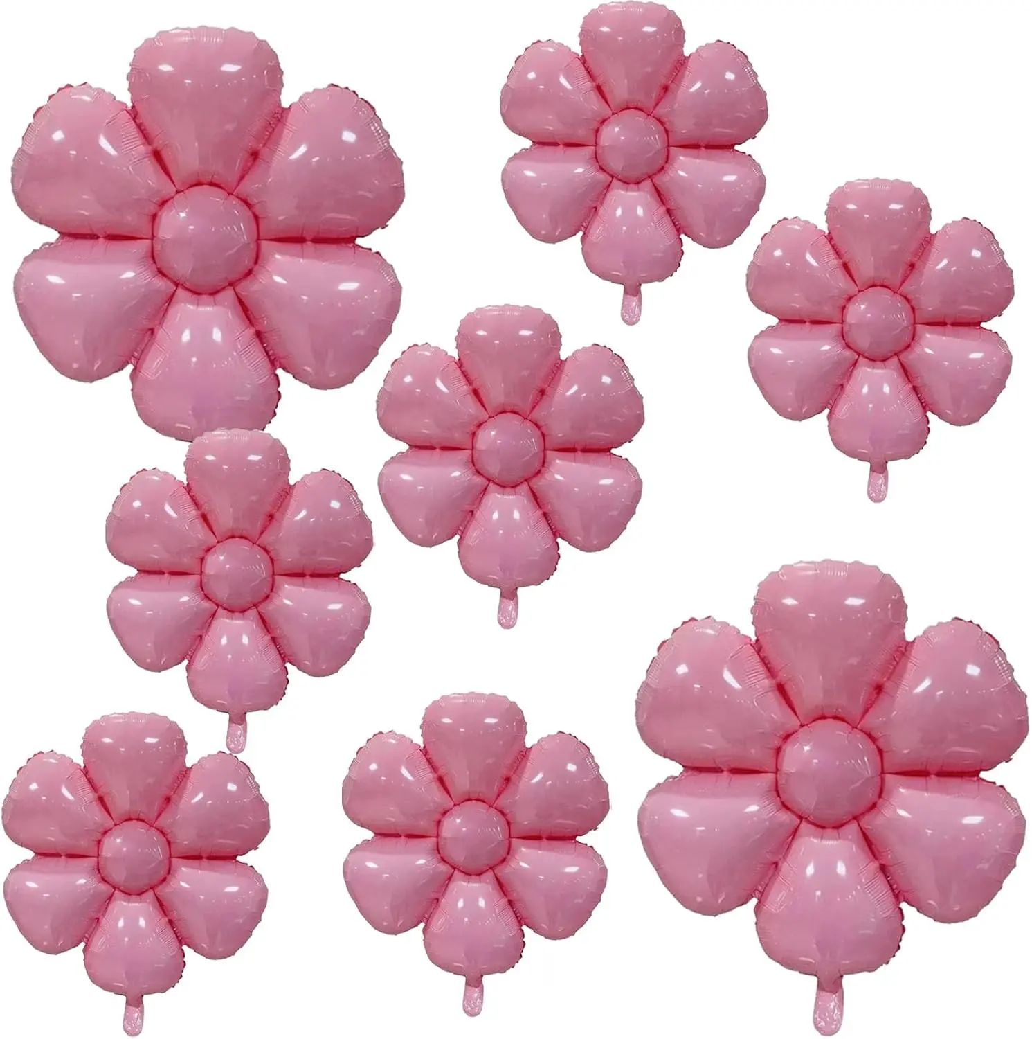 Feminine Aluminium Pink Daisy Cluster Balloons - Balloon Decor for Birthday, Gender Reveal Party Festive Supplies
