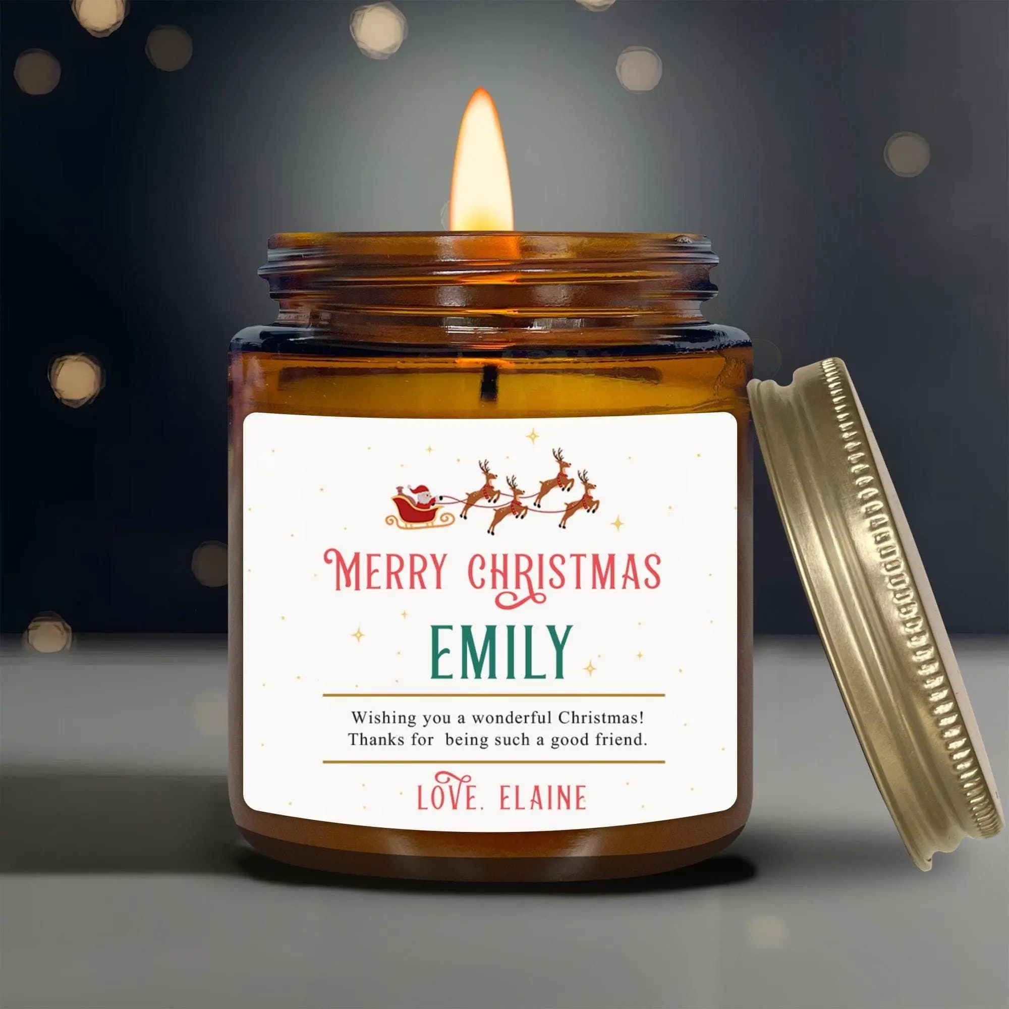 Personalized Merry Christmas Candle, Custom Message Candle, Great Gift For Loved Ones, Holiday Inspired Candle, (PC-2CHR)