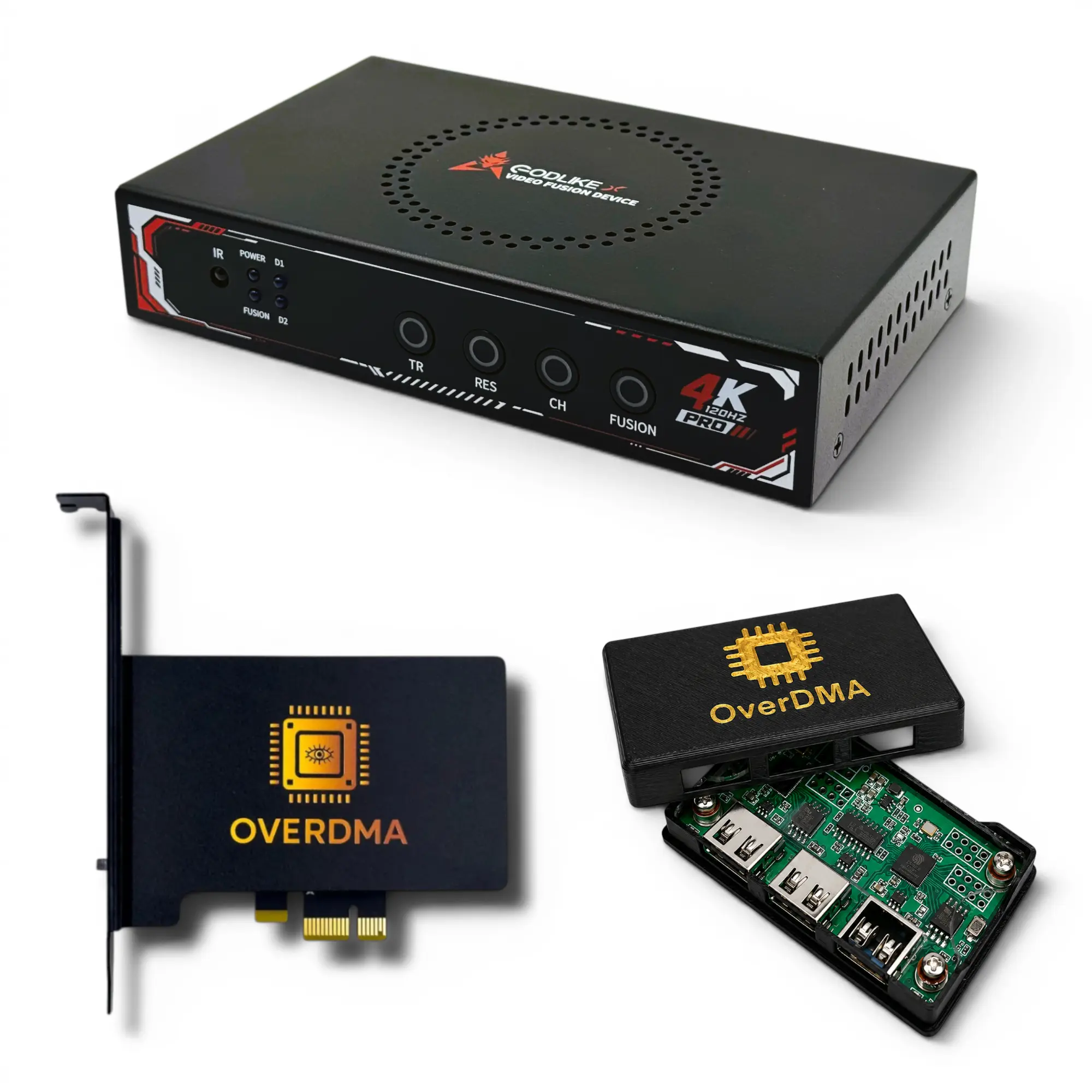 OverDMA 4K DMA Bundle – GODLIKE 4K Pro Fuser + MAKCU + PCIe Card