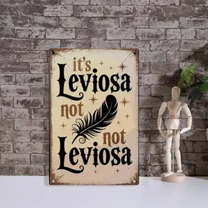 Harry Potter Leviosa Quote Feather Tin Sign, Vintage Harry Potter Magical Spell Metal Sign Print Aesthetic Room Decoration for Home Bedroom Kitchen Bar Dorm Bathroom Wall Decor 8 X 12 Inch Gift Hanging 08X12In(20X30Cm)