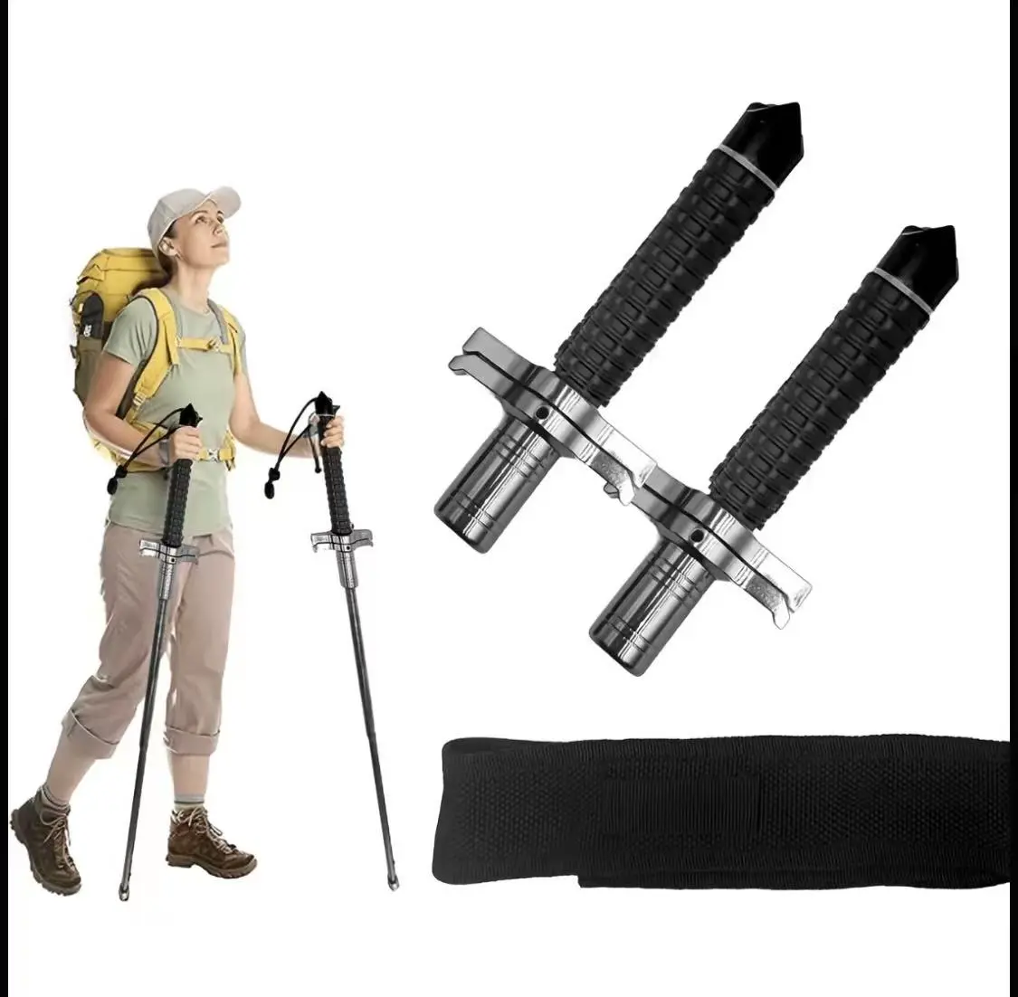 Hiking Poles - Adjustable, Lightweight Trekking Sticks with Carry Bag for Outdoor Backpacking (Sports & Camping Gear) # stick pole travel gear Adjustable Foldable Tree Stand Rail Camo Covers front wheel