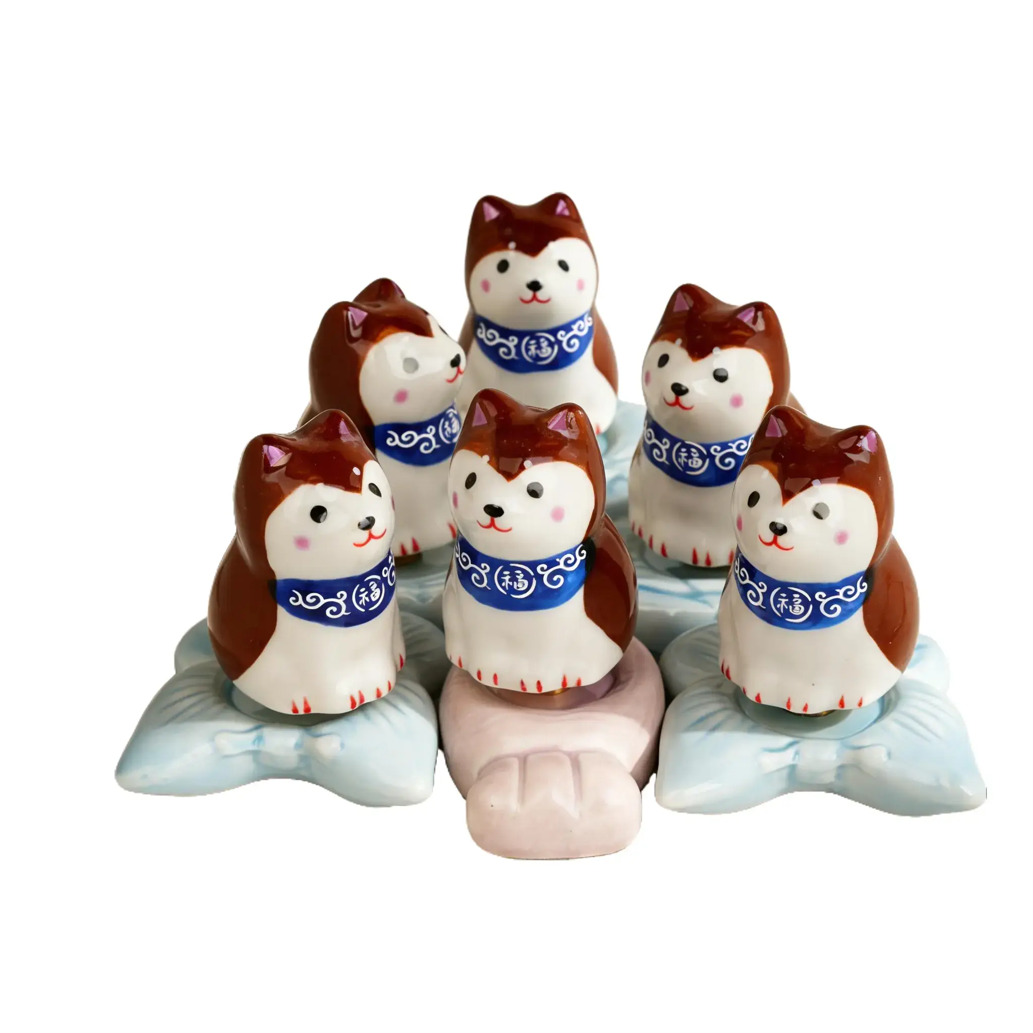 Handmade Ceramic Shiba Inu Figurine with Spinner - Adorable Dog Figurine for Home Decor