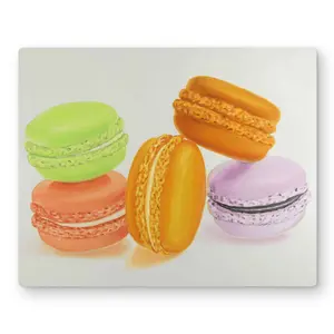 212 MAIN 16x20 in. Hyperrealist Aluminium Metal Print - Orange Still Life Macaroons Artwork, Home Decor Wall Art for Rooms