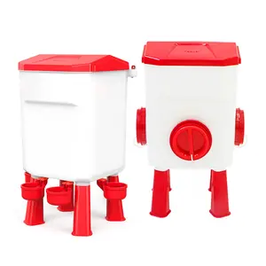 Automatic Chicken Feeder & Waterer Set, Gravity-Fed No-Waste Poultry Feeder with Stand, Weatherproof Chicken Coop Food & Water Dispenser for Backyard Flocks, Ducks & Hens