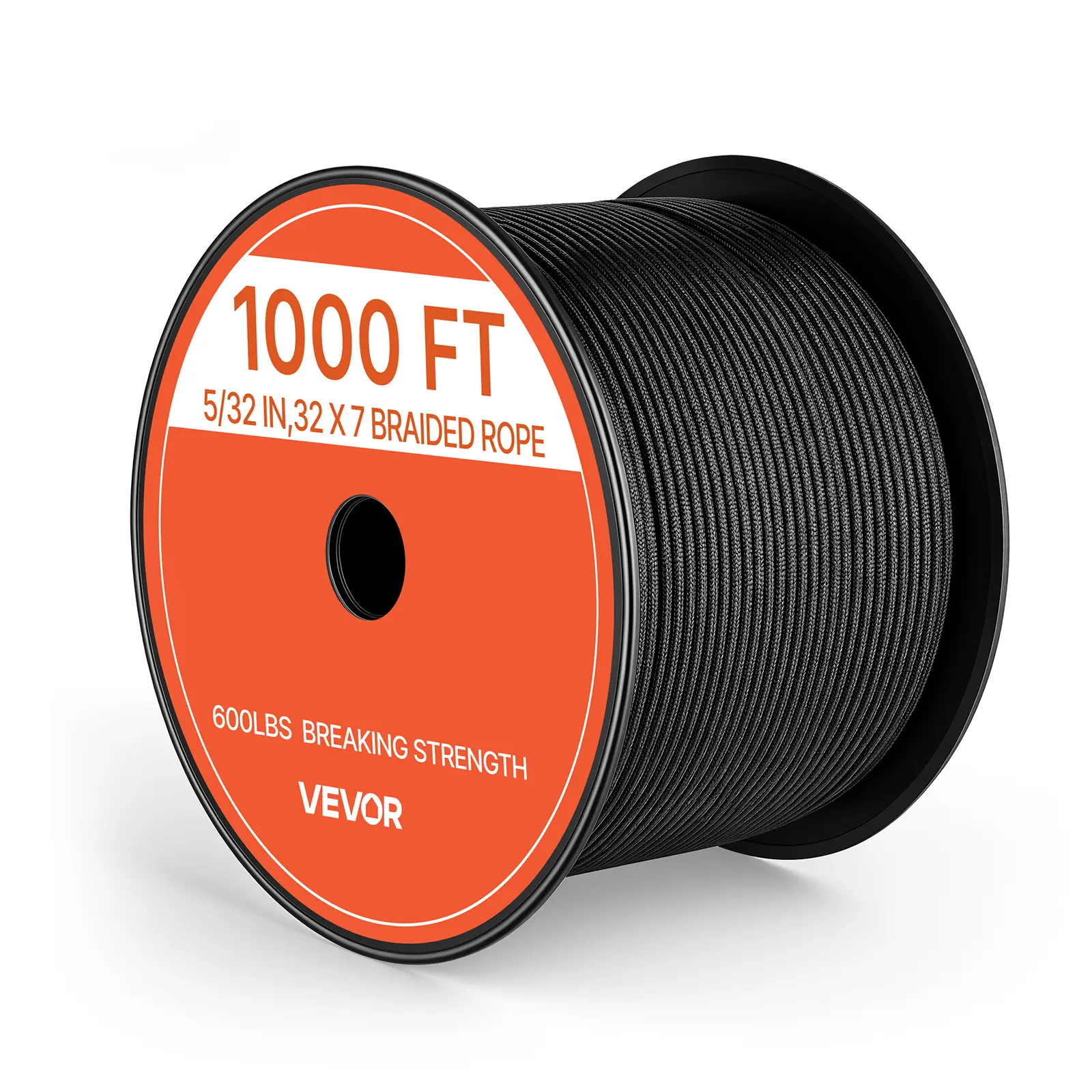 VEVOR Paracord Rope 5/32 in x 1000 ft Nylon Parachute Cord 550 Tactical, Survival Cord, Heavy Duty 7 Strand, 600 lbs High Breaking Strength, Utility Rope, for Outdoor Camping & Bracelets, Black