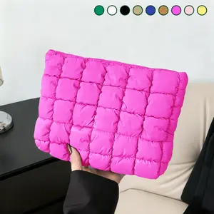 Puffy Quilted Makeup Bag, Large Capacity Handbag Organizer, Travel Beach Summer Cosmetic Storage Pouch, Handheld Cosmetic Pouch, Women Accessories Travel Essentials, Christmas Gift