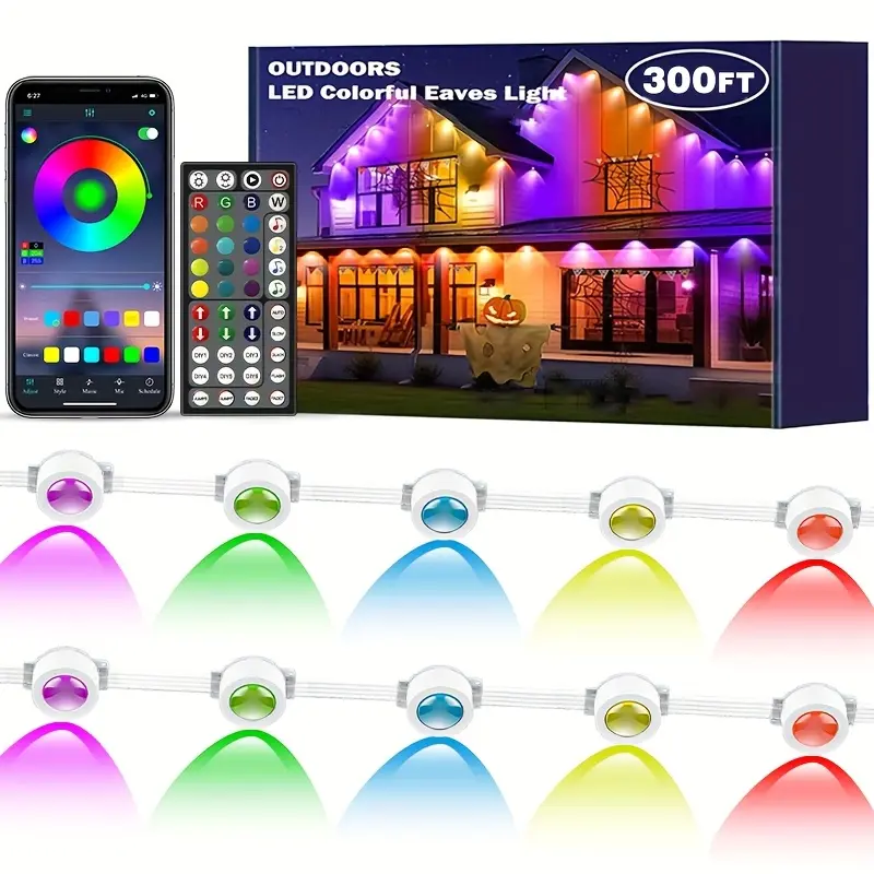 Permanent Outdoor Light, IP67 Waterproof RGB Outdoor LED Continuous Light, with App and Remote Control, Best for Parties, Valentine's Day Decoration, Garden and Gifts for Men and Women Friends Outdoor Lighting tiktokshopbacktoschool